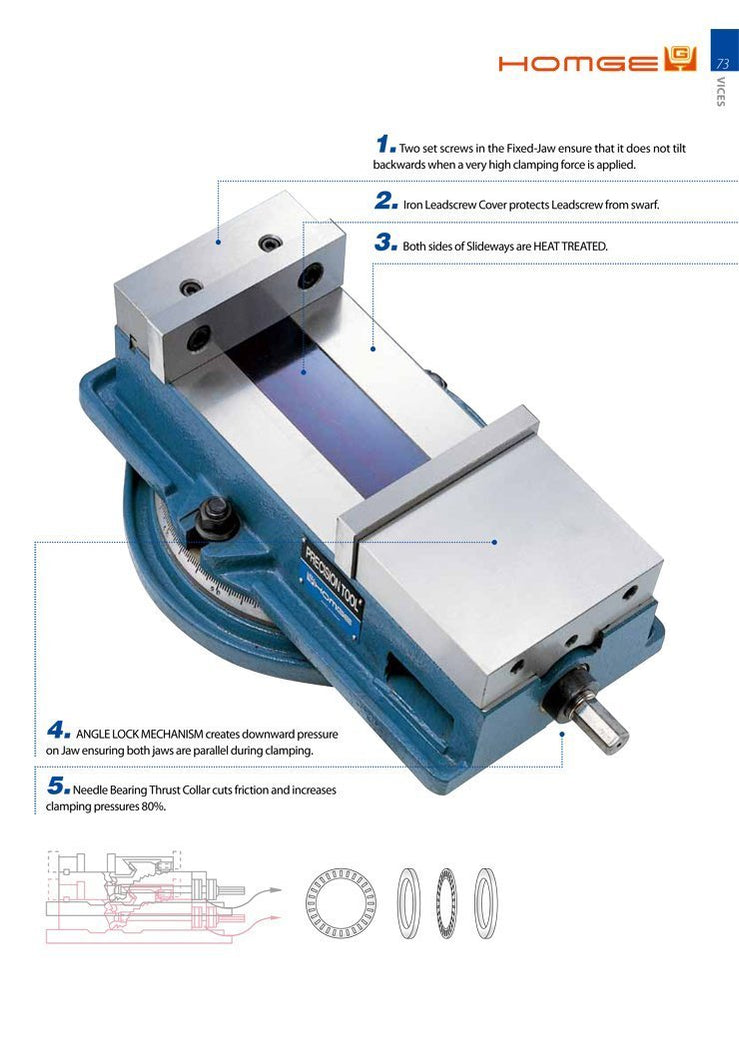 5 Inch Homge Ultra High Precision Milling Vise w/Swivel Base ...